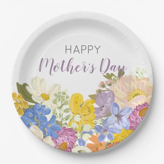 Happy Moederdag Floral Blooms Papieren Bordje (Voorkant)