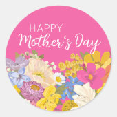 Happy Moederdag Floral Blooms Ronde Sticker (Voorkant)
