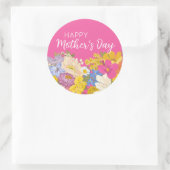 Happy Moederdag Floral Blooms Ronde Sticker (Tas)