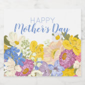 Happy Moederdag Floral Blooms Sparkling Wijnetiket (Enkel label)