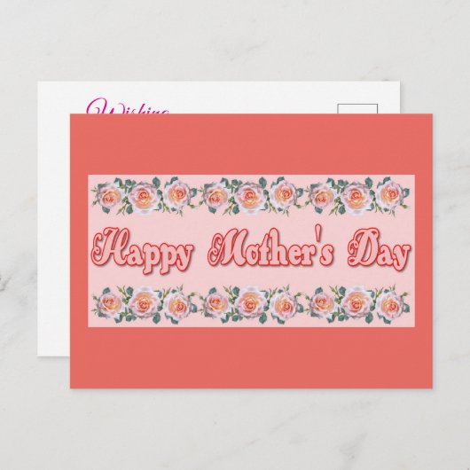 Happy Moederdag Floral Briefkaart (Voorkant / Achterkant)