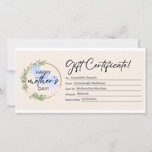 Happy Moederdag Floral Cadeaubon (Voorkant)