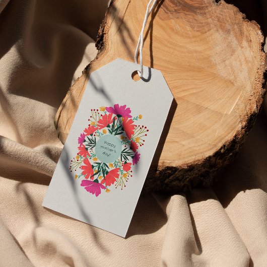 Happy moederdag floral cadeaulabel