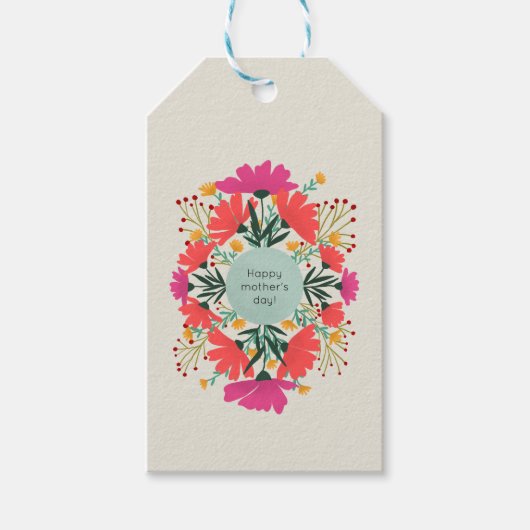 Happy moederdag floral cadeaulabel (Voorkant)