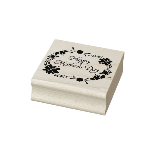 Happy Moederdag Floral Circle Rubberstempel (Stempel)