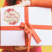 Happy Moederdag Floral Classic Charm Red Rose Ronde Sticker