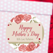 Happy Moederdag Floral Classic Charm Red Rose Ronde Sticker