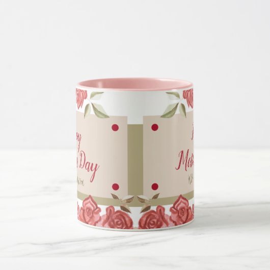 Happy Moederdag Floral Classic Red Roze Roses Mok (Midden)