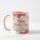 Happy Moederdag Floral Classic Red Roze Roses Mok (Links)