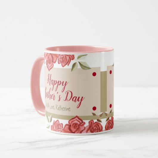 Happy Moederdag Floral Classic Red Roze Roses Mok (Voorkant links)