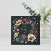 Happy Moederdag Floral Dark Custom Message Feestdagenkaart (Staand voorkant)