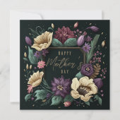 Happy Moederdag Floral Dark Custom Message Feestdagenkaart (Voorkant)