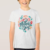 Happy Moederdag Floral Design-63754 Button Tri-Blend Shirt (Voorkant)