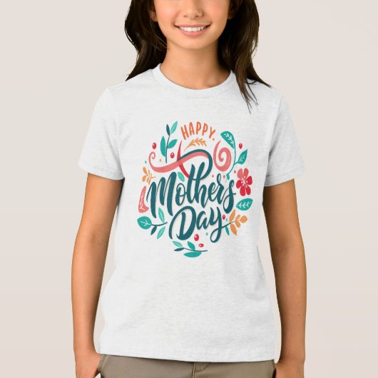 Happy Moederdag Floral Design-63754 Button Tri-Blend Shirt (Voorkant)