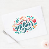Happy Moederdag Floral Design-63754 Ovale Sticker (Envelop)