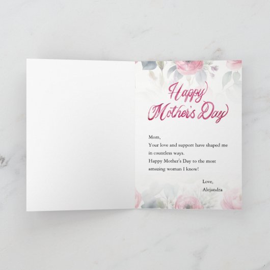 Happy Moederdag Floral Drip Waterverf Stijl Kaart (Binnen)