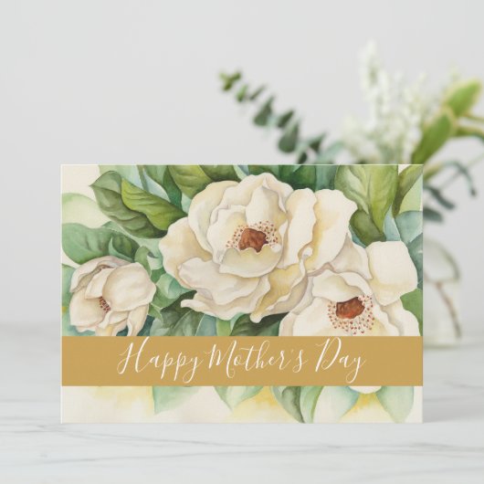 Happy Moederdag Floral Gold Name Script Feestdagenkaart (Staand voorkant)