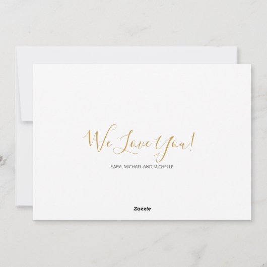 Happy Moederdag Floral Gold Name Script Feestdagenkaart (Achterkant)