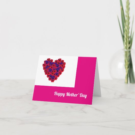 Happy Moederdag Floral hart Kaart (Voorkant)