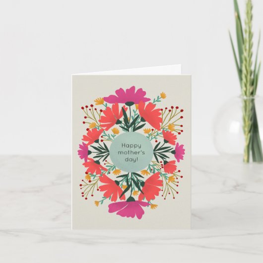 Happy moederdag floral kaart (Voorkant)