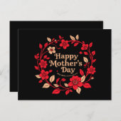 Happy Moederdag Floral Krans Briefkaart (Voorkant / Achterkant)