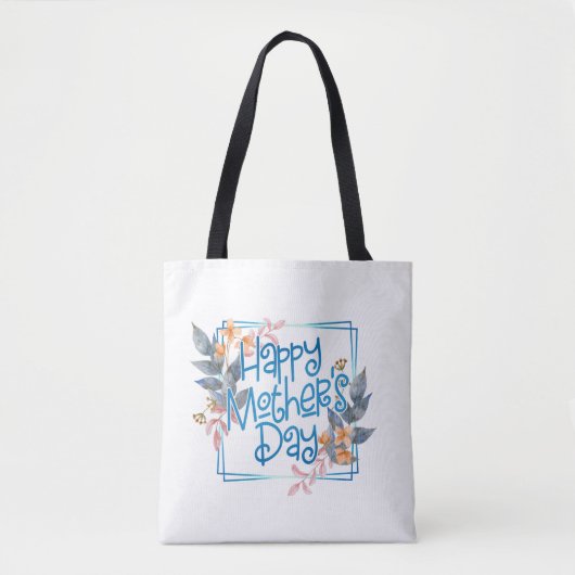 Happy Moederdag Floral Lijst | CANVAS TAS (Voorkant)