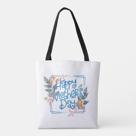 Happy Moederdag Floral Lijst | CANVAS TAS (Achterkant)