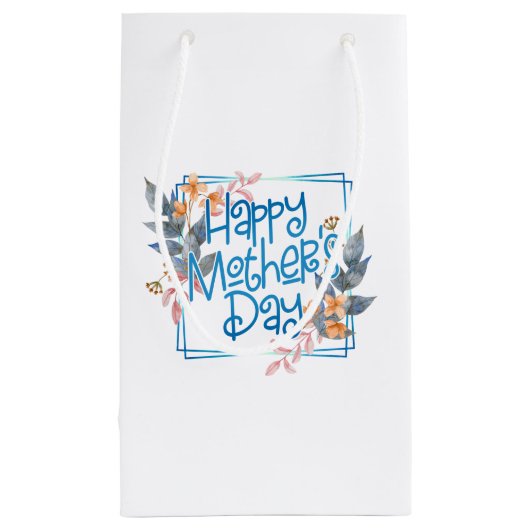 Happy Moederdag Floral Lijst | Gift Bag Klein Cadeauzakje (Achterkant)