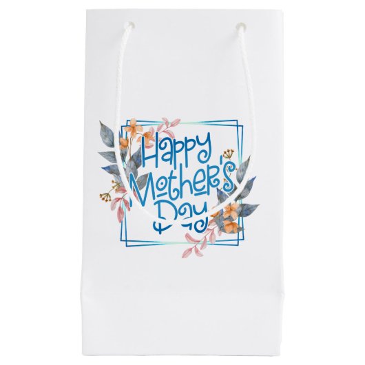 Happy Moederdag Floral Lijst | Gift Bag Klein Cadeauzakje (Voorkant)