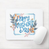 Happy Moederdag Floral Lijst | Mousepad Muismat (Met muis)