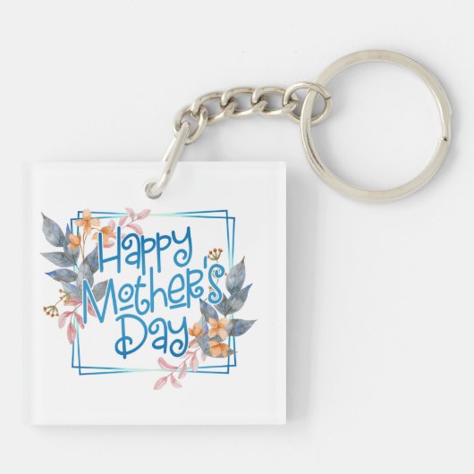 Happy Moederdag Floral Lijst | Sleutelhanger (Achterkant)