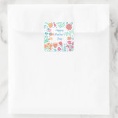 Happy Moederdag Floral Lijst Vierkante Sticker (Tas)