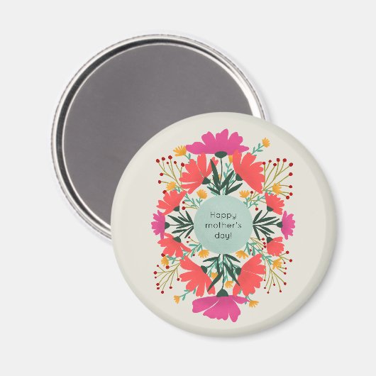 Happy moederdag floral magneet (Voorkant / Achterkant)
