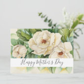 Happy Moederdag Floral Magnolia Name Script Feestdagenkaart (Staand voorkant)