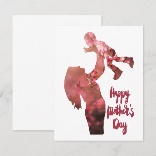 Happy moederdag, floral mamma en son sketch bedankkaart (Voorkant / Achterkant)