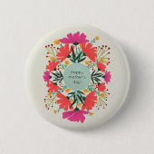 Happy moederdag floral ronde button 5,7 cm (Voorkant)