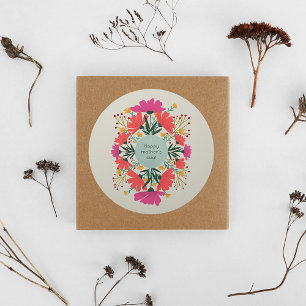 Happy moederdag floral ronde sticker