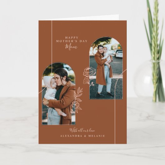 Happy Moederdag Floral Roos foto-arceringen Kaart (Voorkant)