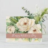 Happy Moederdag Floral Roos Gold Name Script Feestdagenkaart (Staand voorkant)