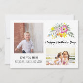 Happy Moederdag floral roze moderne foto Kaart (Voorkant)