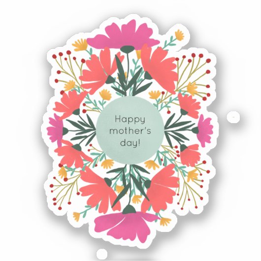 Happy moederdag floral sticker (Voorkant)