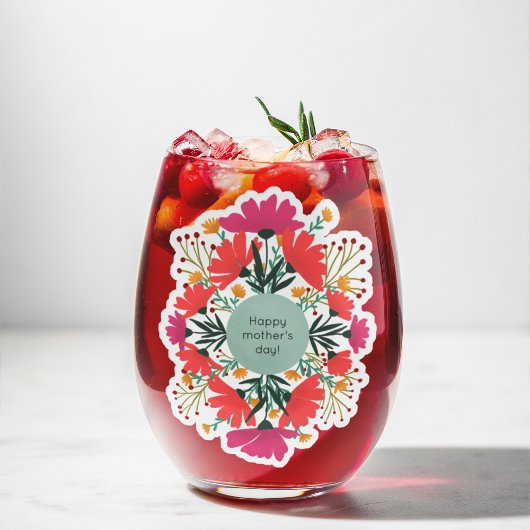 Happy moederdag floral sticker