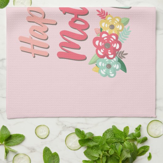 Happy Moederdag Floral Theedoek (Gevouwen)