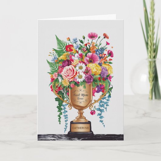 Happy Moederdag Floral Trophy Kaart (Voorkant)