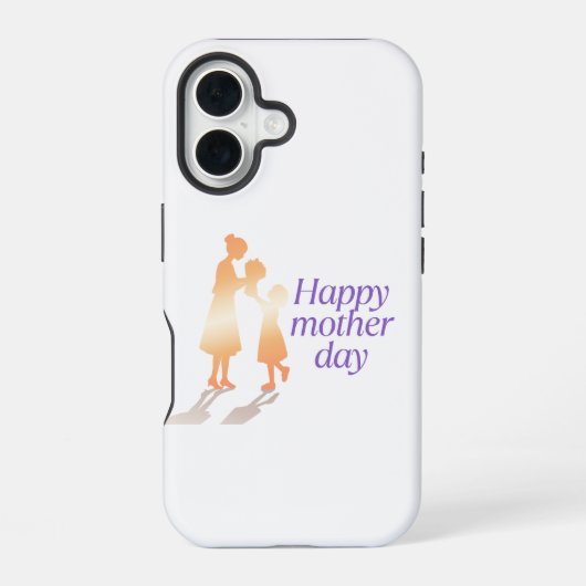 Happy Moederdag Floral Typography iPhone 16 Hoesje (Achterkant)