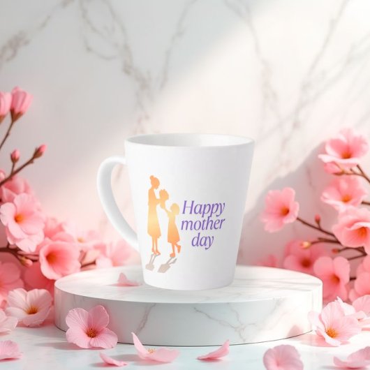 Happy Moederdag Floral Typography - Latte Mok