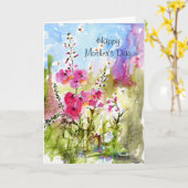 Happy Moederdag Floral Waterverf Card Kaart (Gele Bloem)