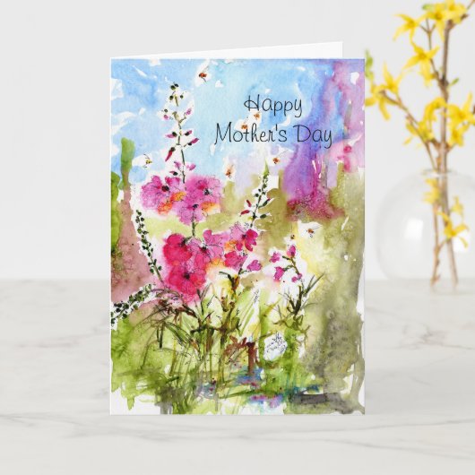 Happy Moederdag Floral Waterverf Card Kaart (Gele Bloem)