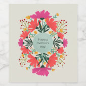 Happy moederdag floral wijn etiket (Enkel label)