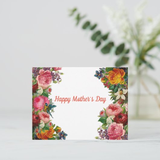 Happy Moederdag Flower Bouquet Briefkaart (Staand voorkant)